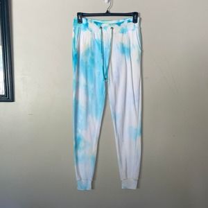 Blue and white tie dye sweatpants